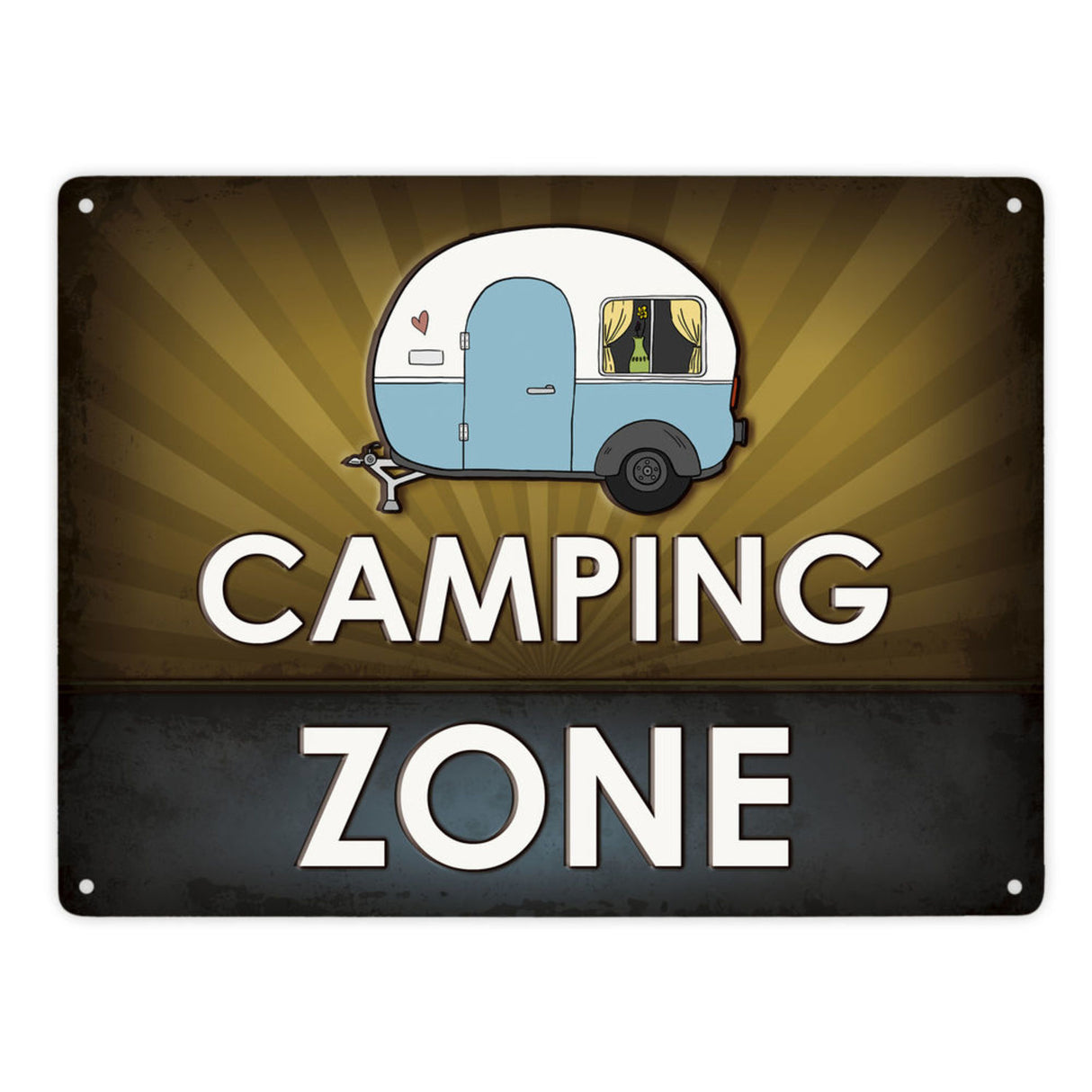 Camping Zone Metallschild mit Wohnwagen Motiv Wohnwagen Wohnmobil Urlaub