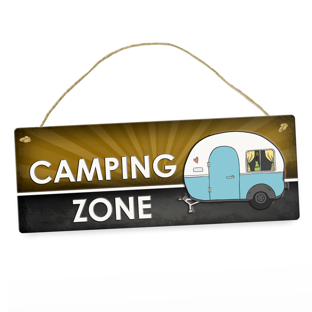 Camping Zone Metallschild mit Wohnwagen Motiv Wohnwagen Wohnmobil Urlaub