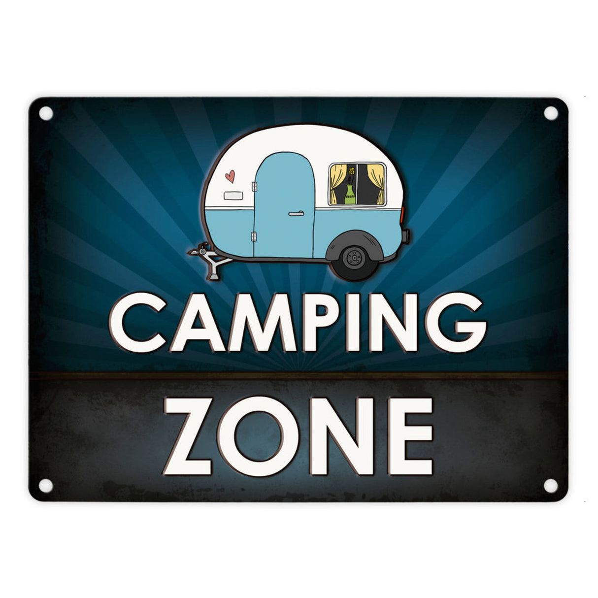 Camping Zone Metallschild mit Wohnwagen Motiv Wohnwagen Wohnmobil Urlaub