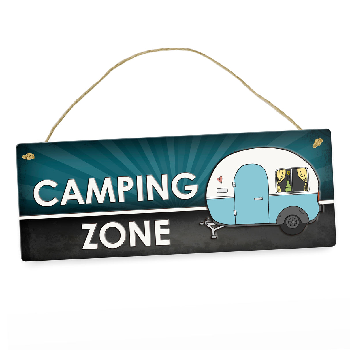 Camping Zone Metallschild mit Wohnwagen Motiv Wohnwagen Wohnmobil Urlaub