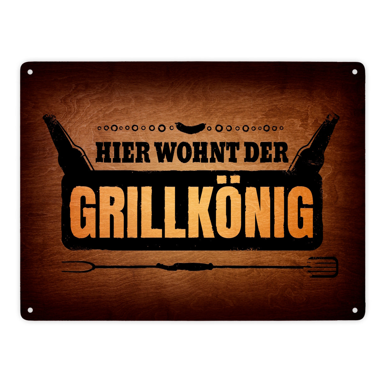 Hier wohnt der Grillkönig Metallschild