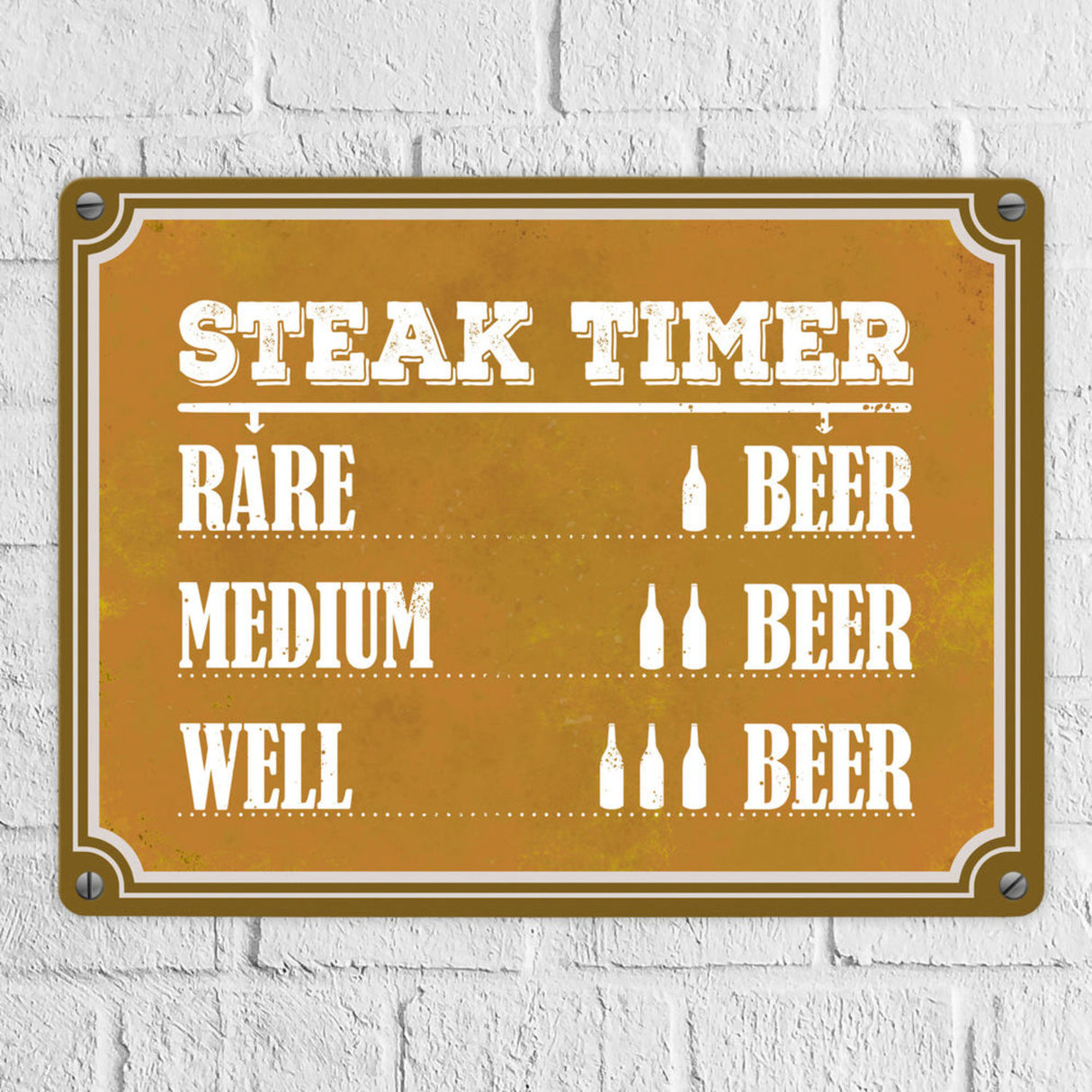 Steak Timer Metallschild Bier Grill grillen Fleisch Feier Freunde Hobby Rare Medium Well Done English