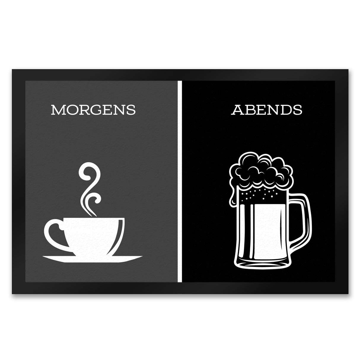 Morgengetränk und Abendgetränk Fußmatte Alkohol Kaffee Wein Bier Getränk Morgen Abend Genuss Ablauf