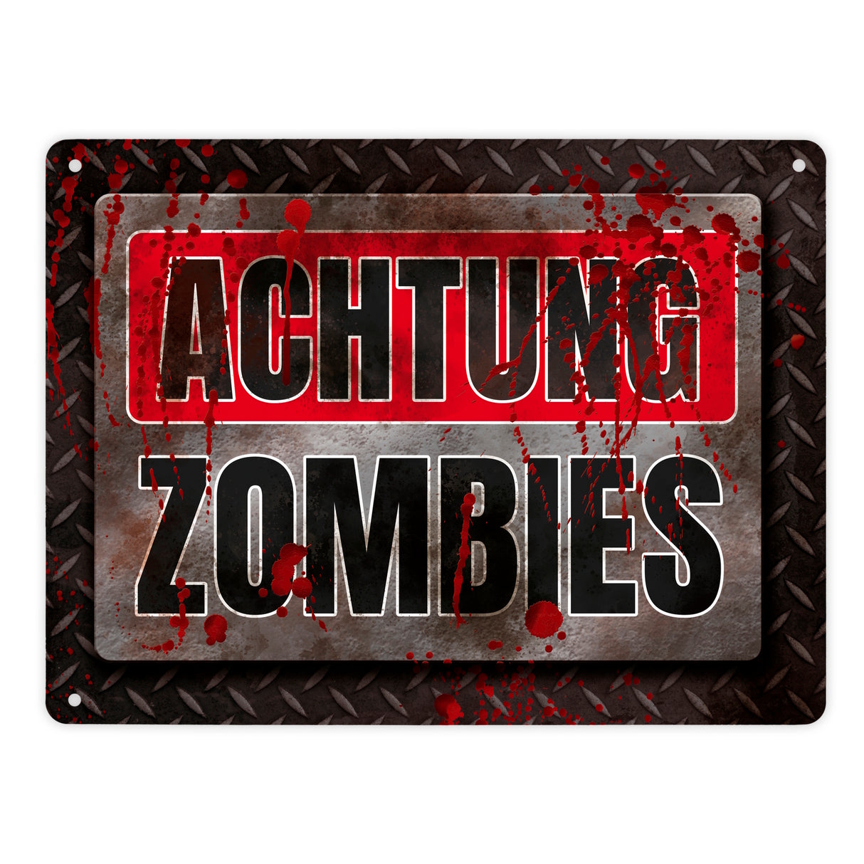Blutiges Achtung Zombie Metallschild Halloween Zombie Angst Nacht Blut Kinder