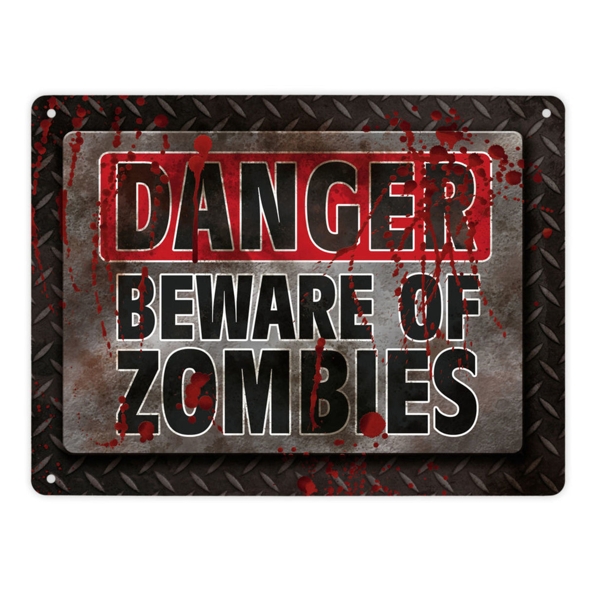 Blutiges Achtung Zombie Metallschild Halloween Zombie Angst Nacht Blut Kinder