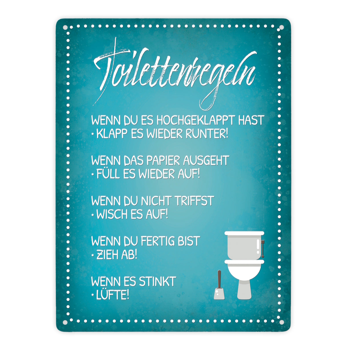 Toilettenregeln Metallschild mit Toilette Motiv Klo Sauberkeit Hygiene