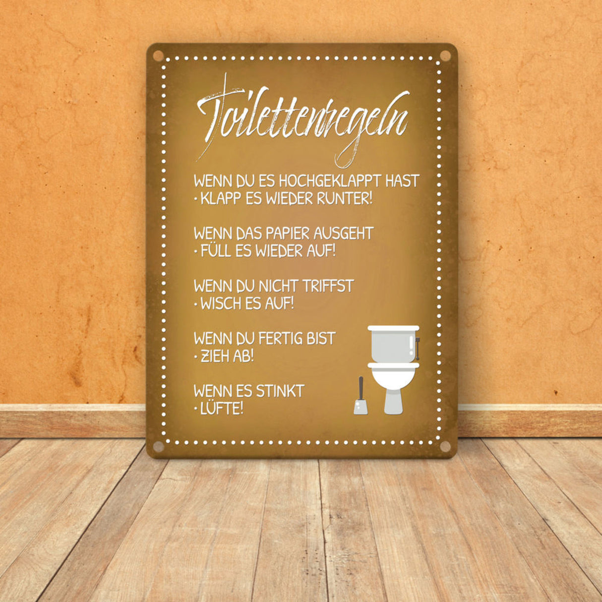 Toilettenregeln Metallschild mit Toilette Motiv Klo Sauberkeit Hygiene