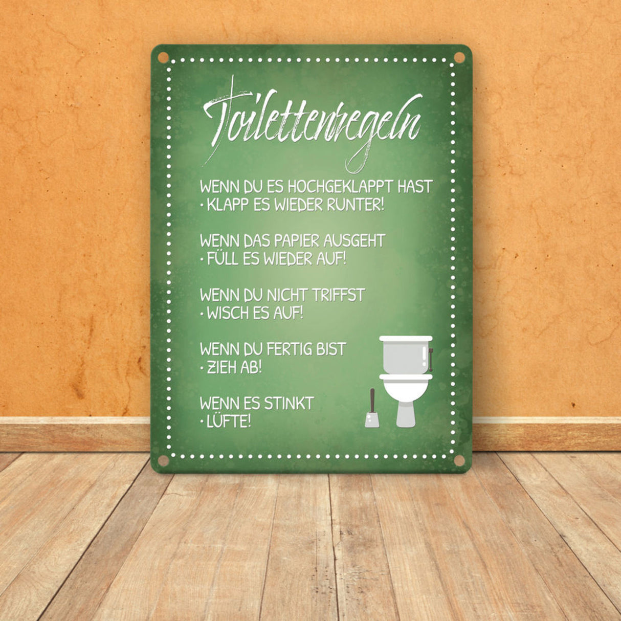 Toilettenregeln Metallschild mit Toilette Motiv Klo Sauberkeit Hygiene