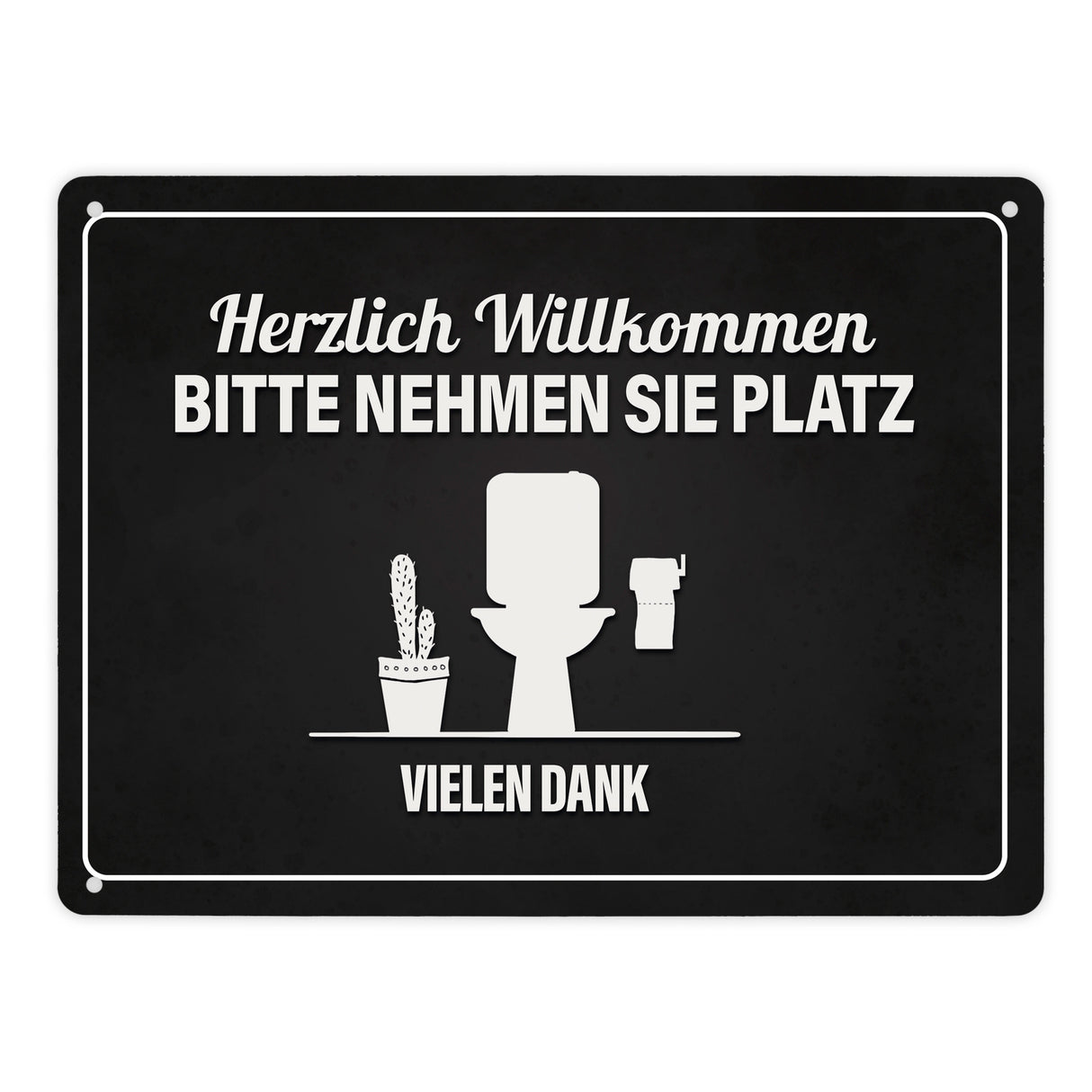 Bitte nehmen Sie Platz Metallschild mit Toilette Motiv