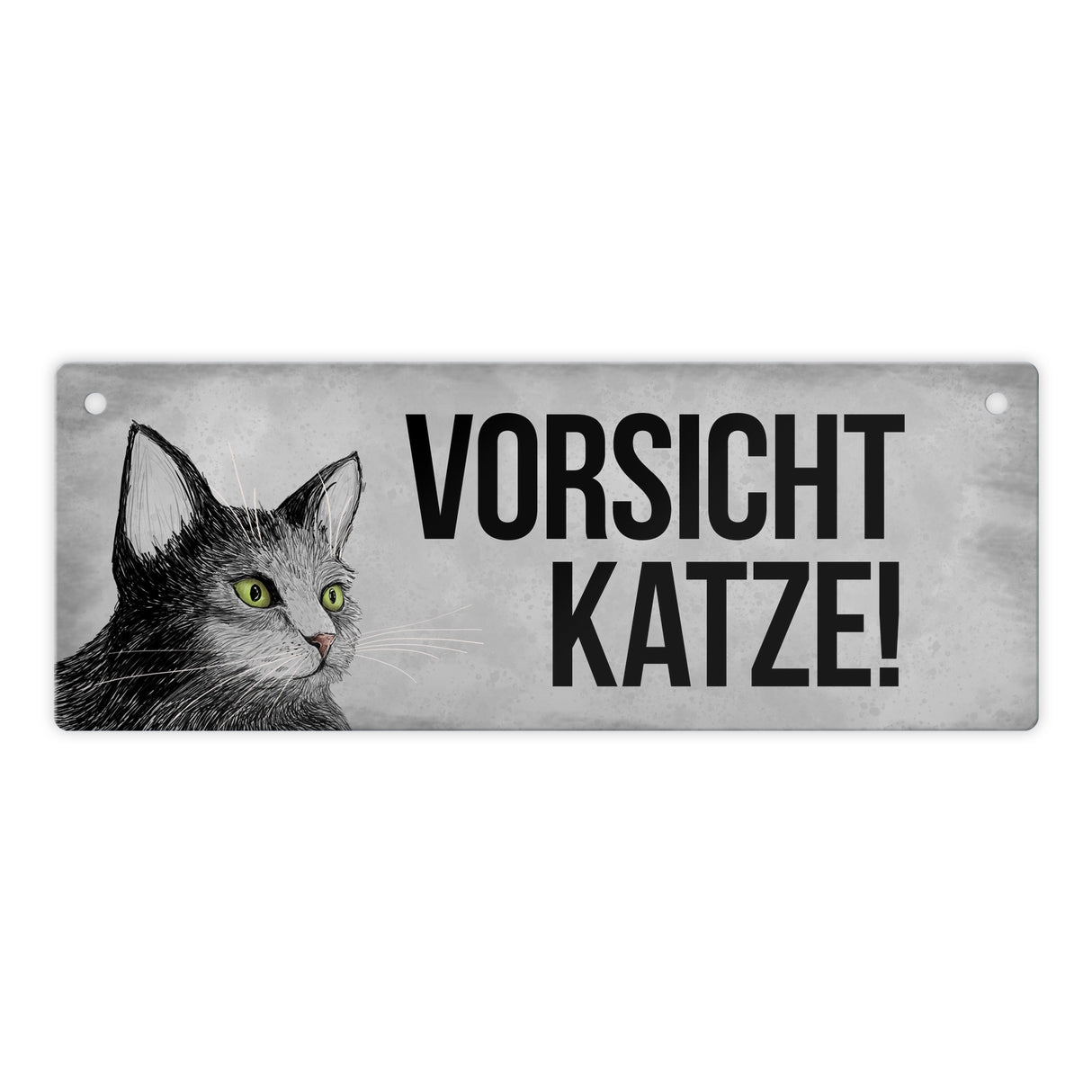 Vorsicht Katze Metallschild mit Katze Motiv