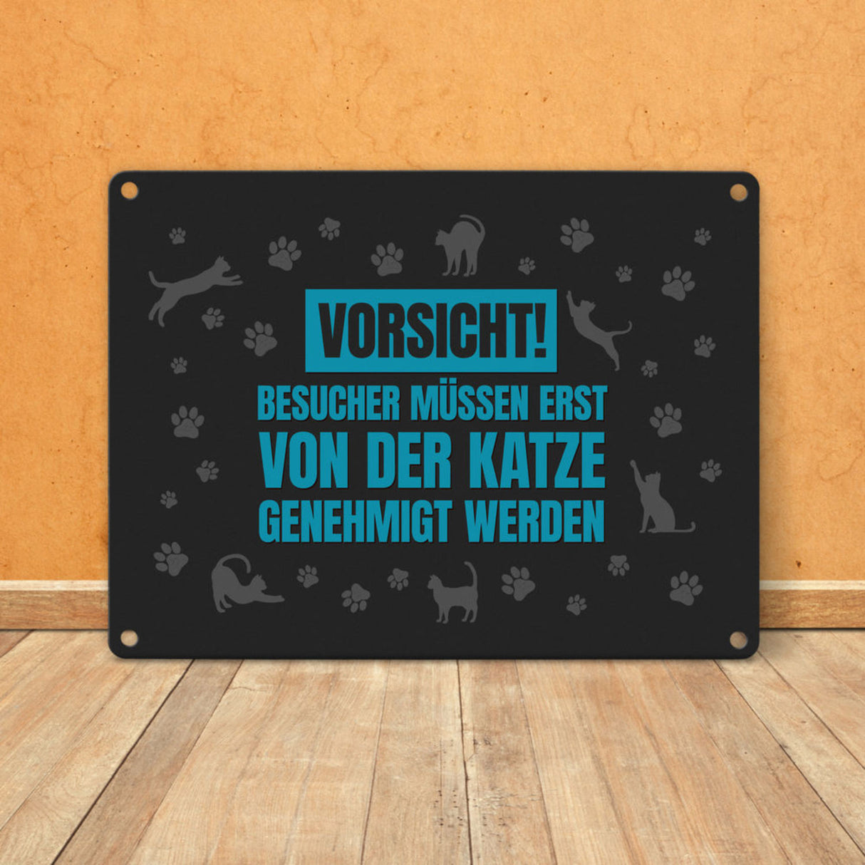 Besucher müssen erst von der Katze genehmigt werden Metallschild - Katzen Kater Haustier