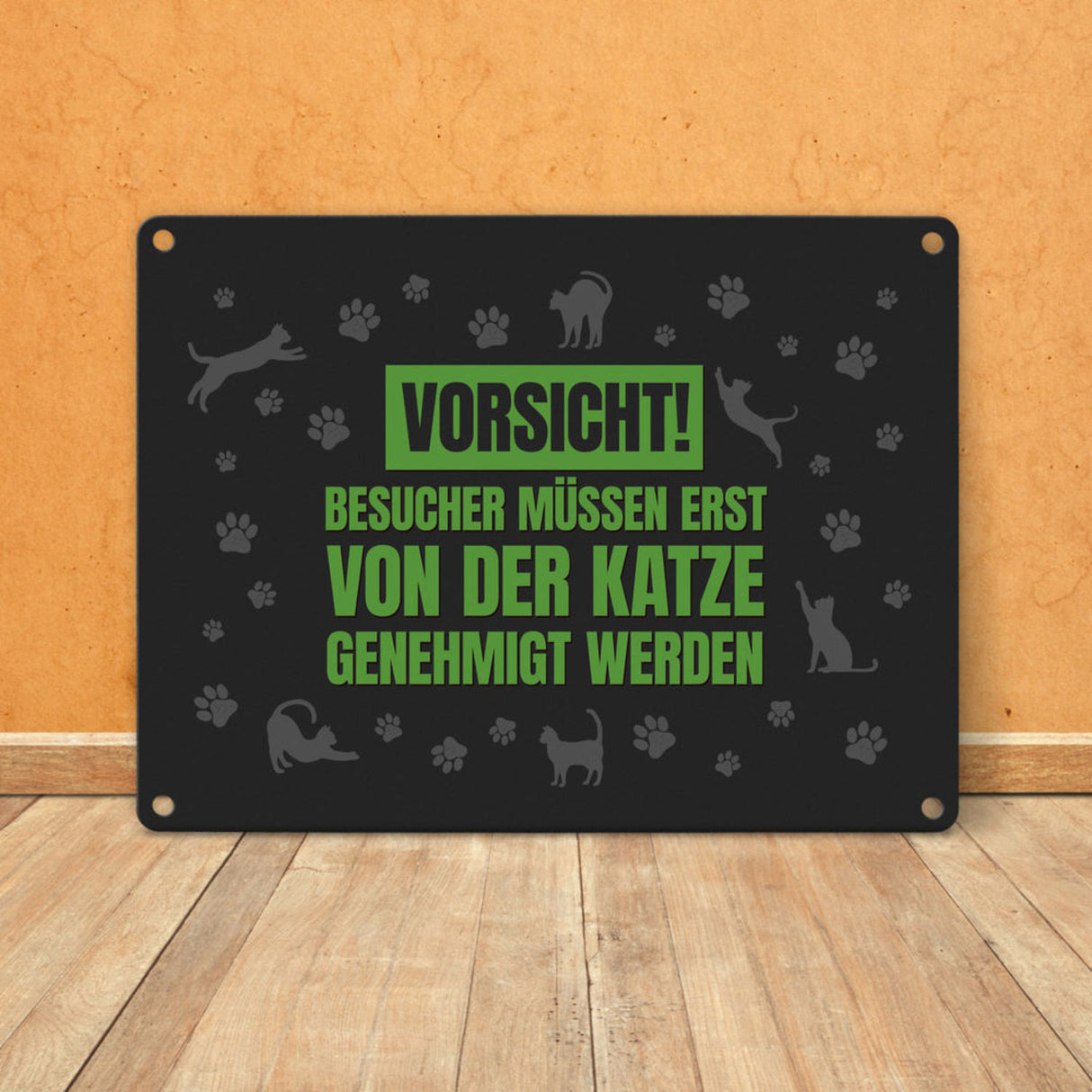 Besucher müssen erst von der Katze genehmigt werden Metallschild - Katzen Kater Haustier