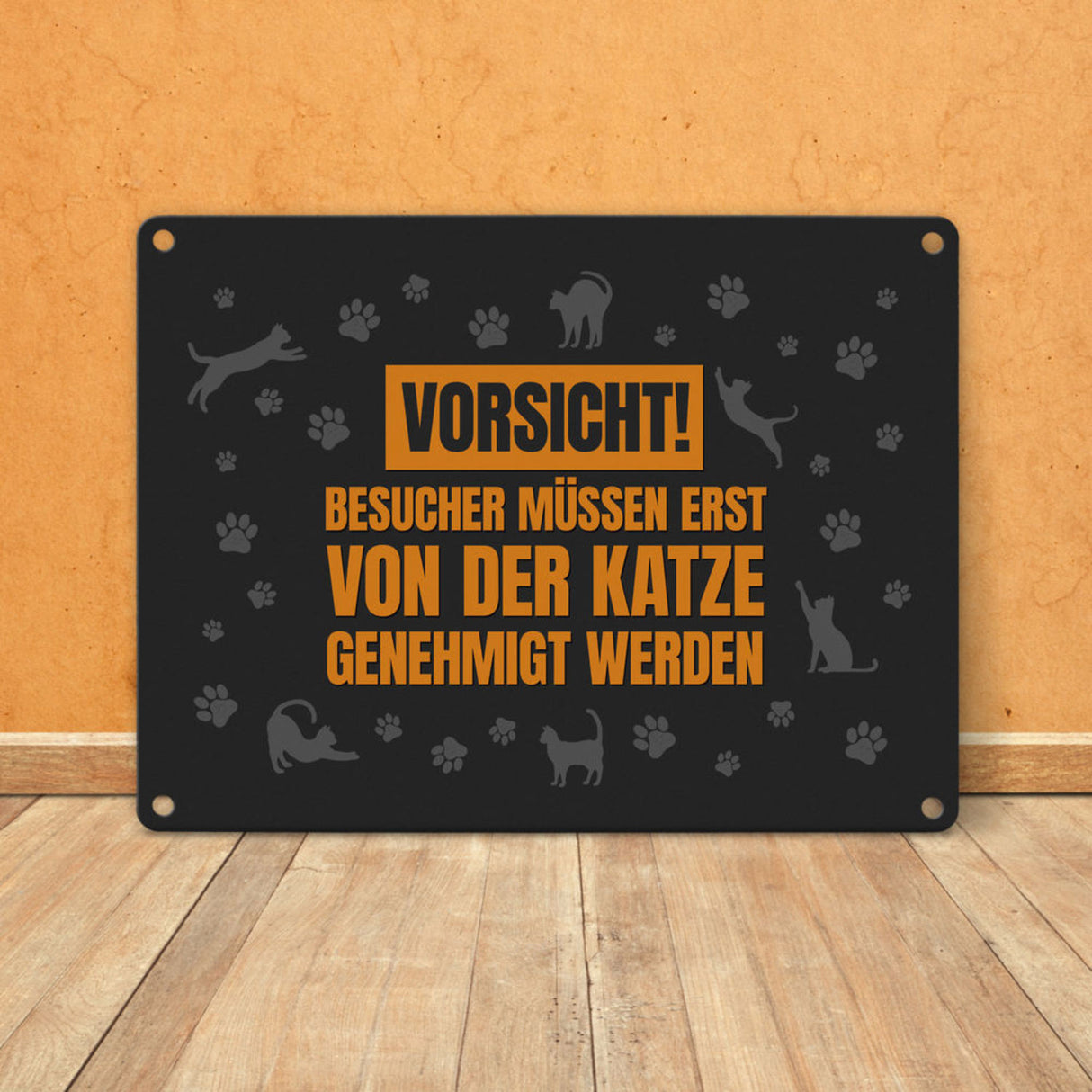Besucher müssen erst von der Katze genehmigt werden Metallschild - Katzen Kater Haustier