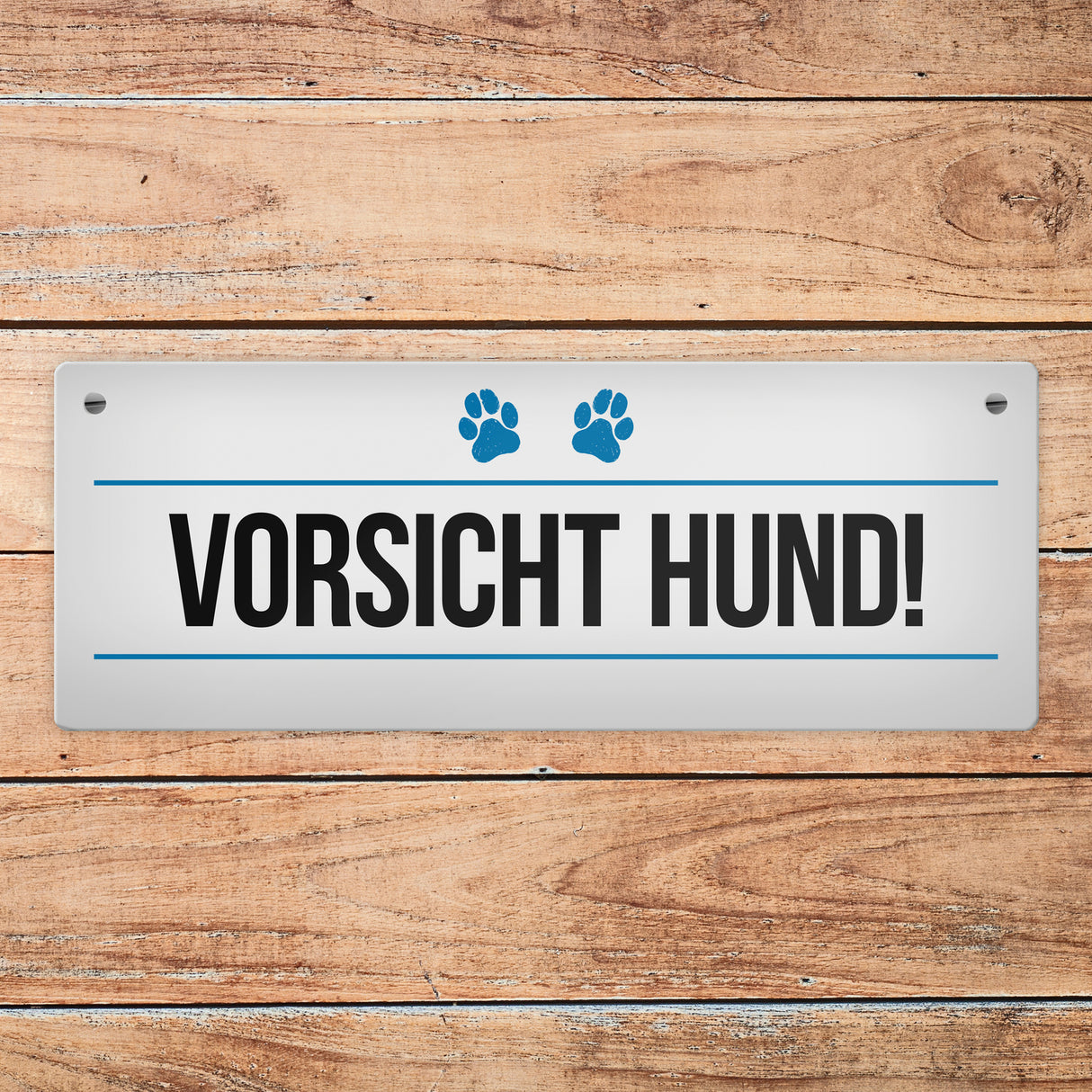 Vorsicht Hund! Metallschild mit Pfoten Motiv - Warnung Hinweis Achtung Warnschild
