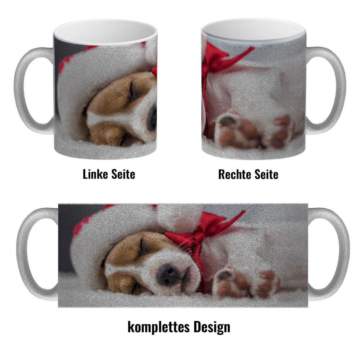 Weihnachtshund Jack mit Nikolausmütze Kaffeebecher