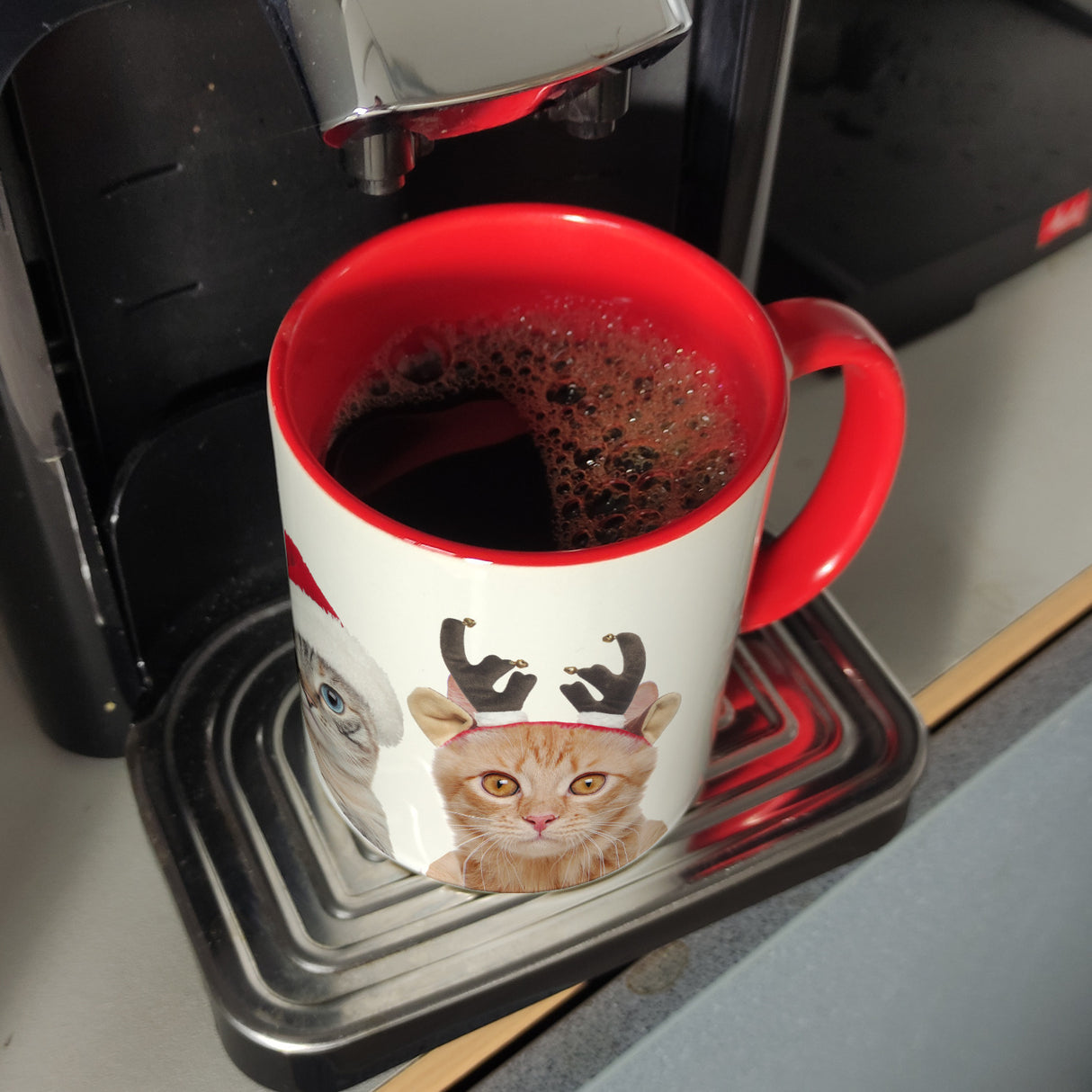 Katzen Tasse Kaffeebecher mit Weihnachtsmotiv