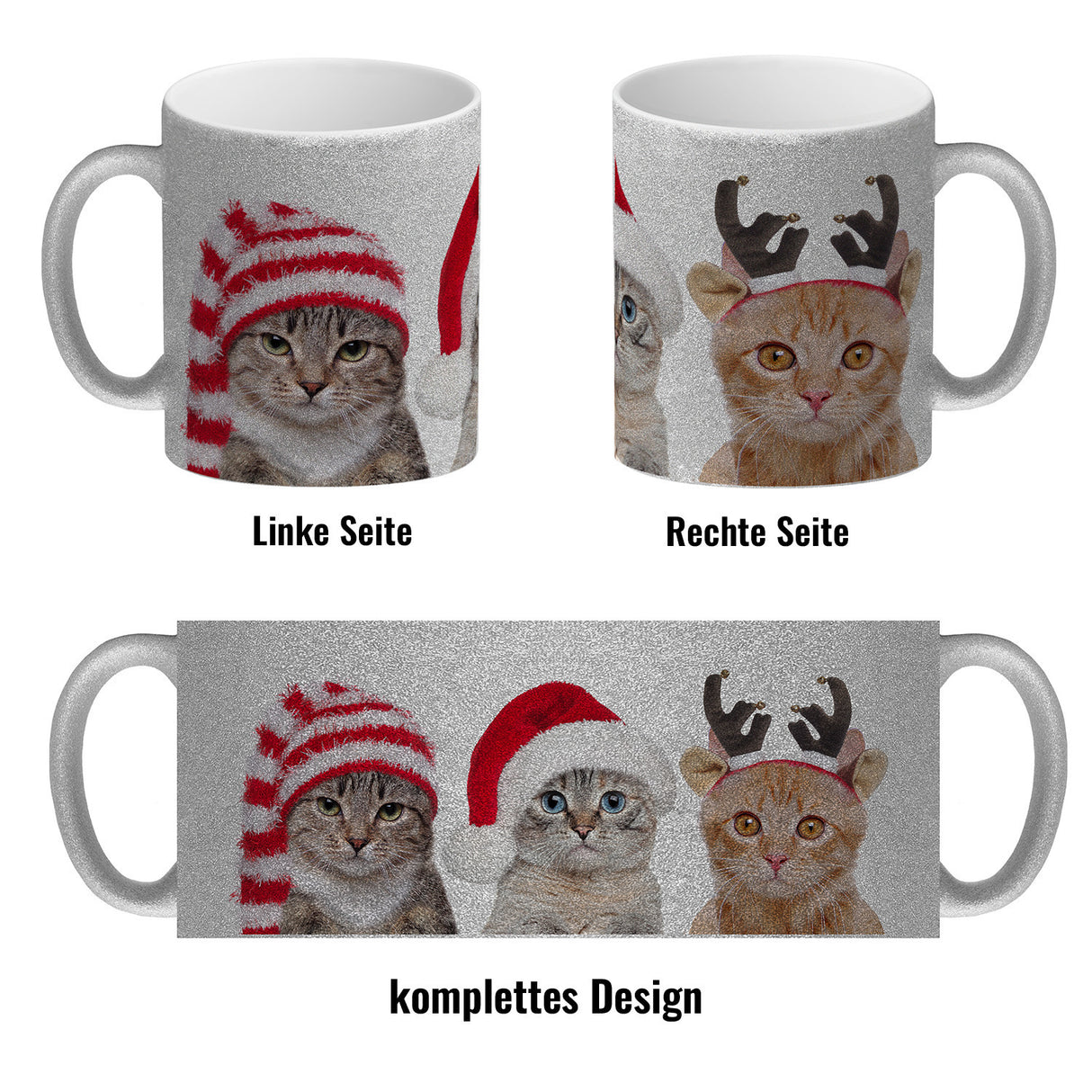 Katzen Tasse Kaffeebecher mit Weihnachtsmotiv