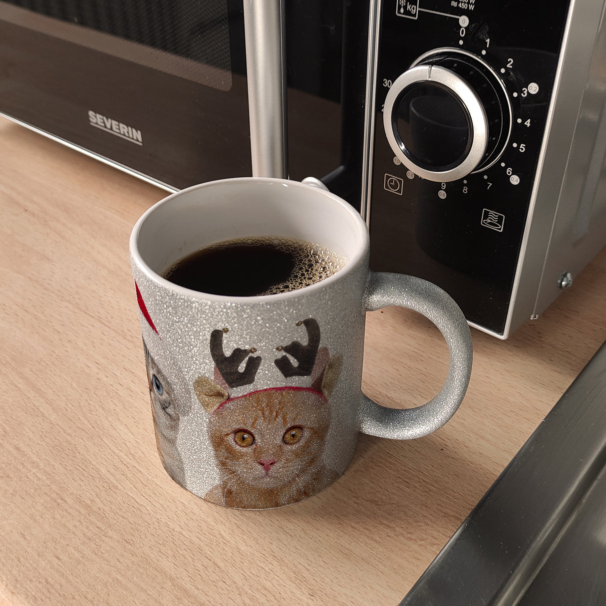 Katzen Tasse Kaffeebecher mit Weihnachtsmotiv