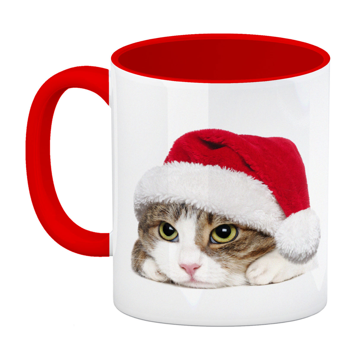 Kaffeebecher mit niedliche Katze und Nikolausmütze