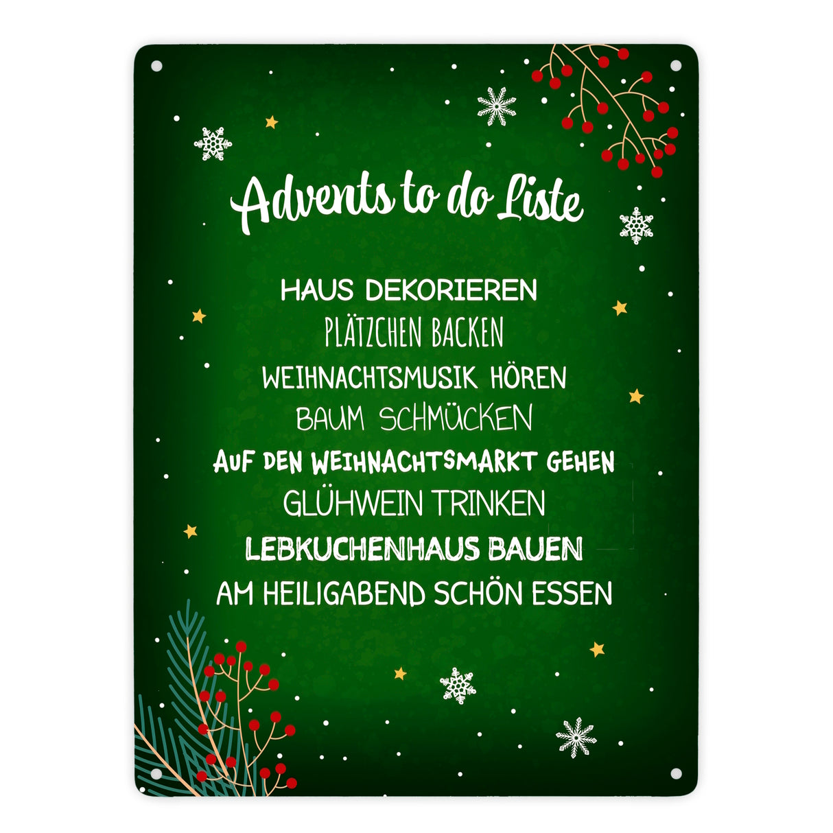 Advents to do Liste Metallschild