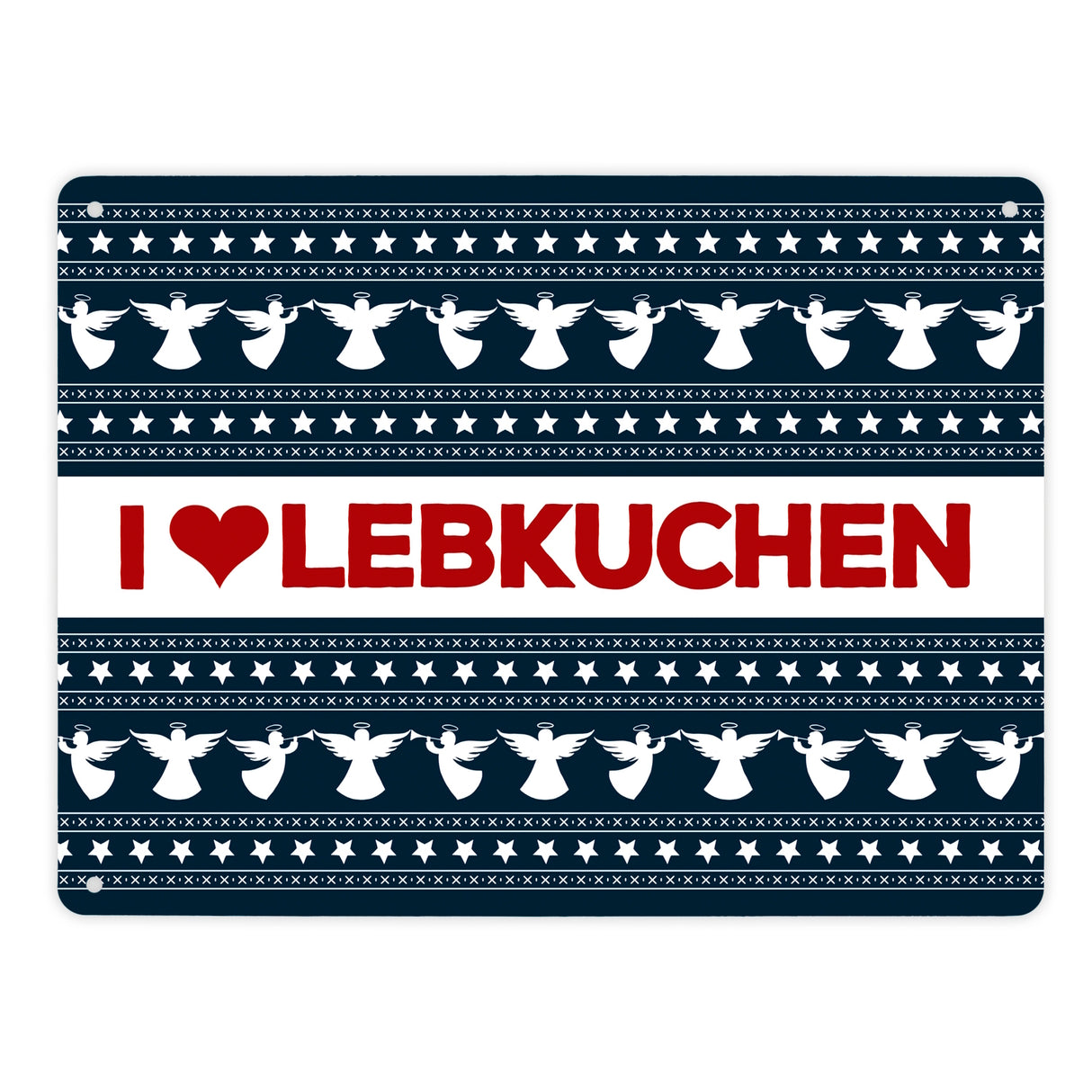 I love Lebkuchen Metallschild mit Weihnachtsmuster Motiv - Weihnachten herz Advent Engel Punkte Sterne