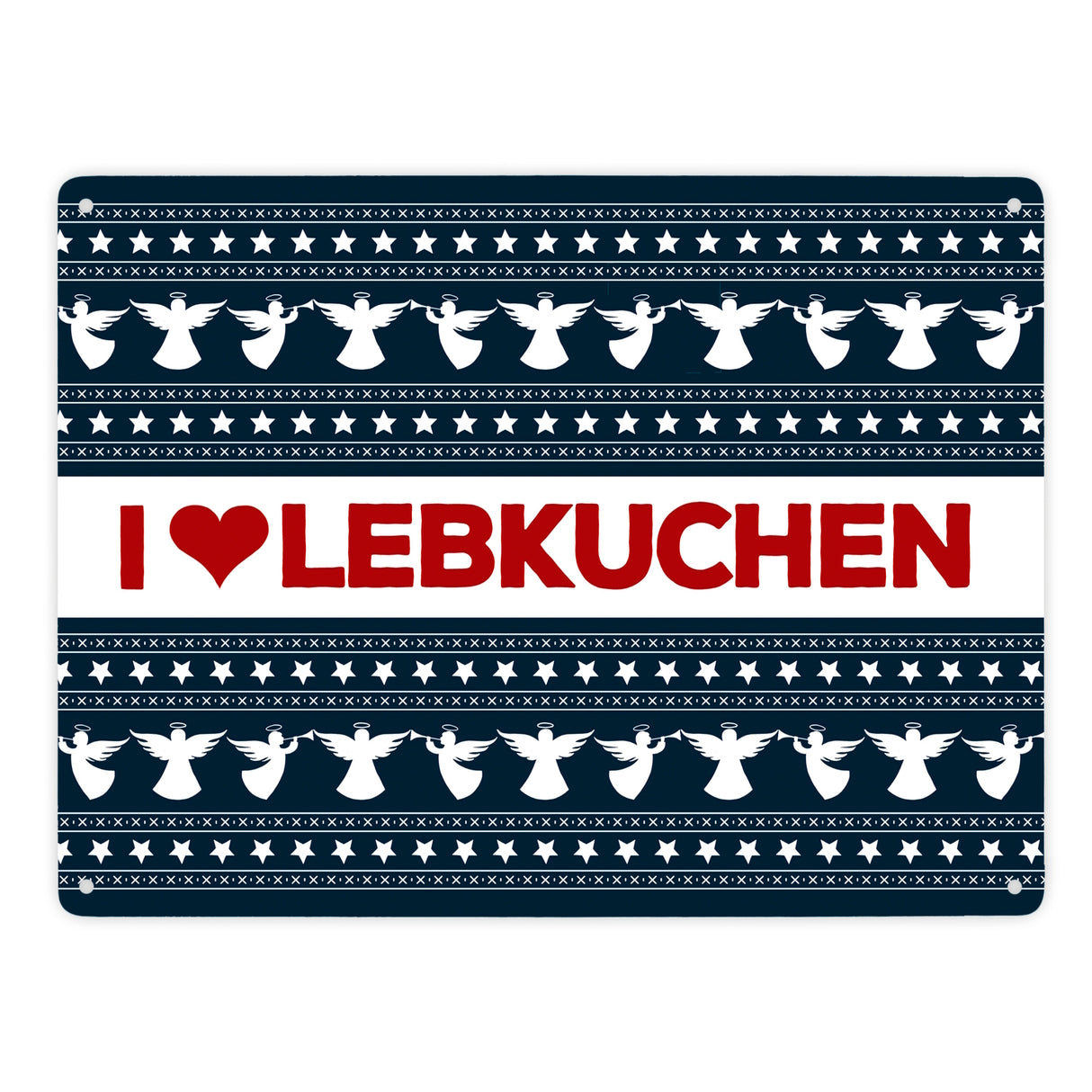 I love Lebkuchen Metallschild mit Weihnachtsmuster Motiv - Weihnachten herz Advent Engel Punkte Sterne