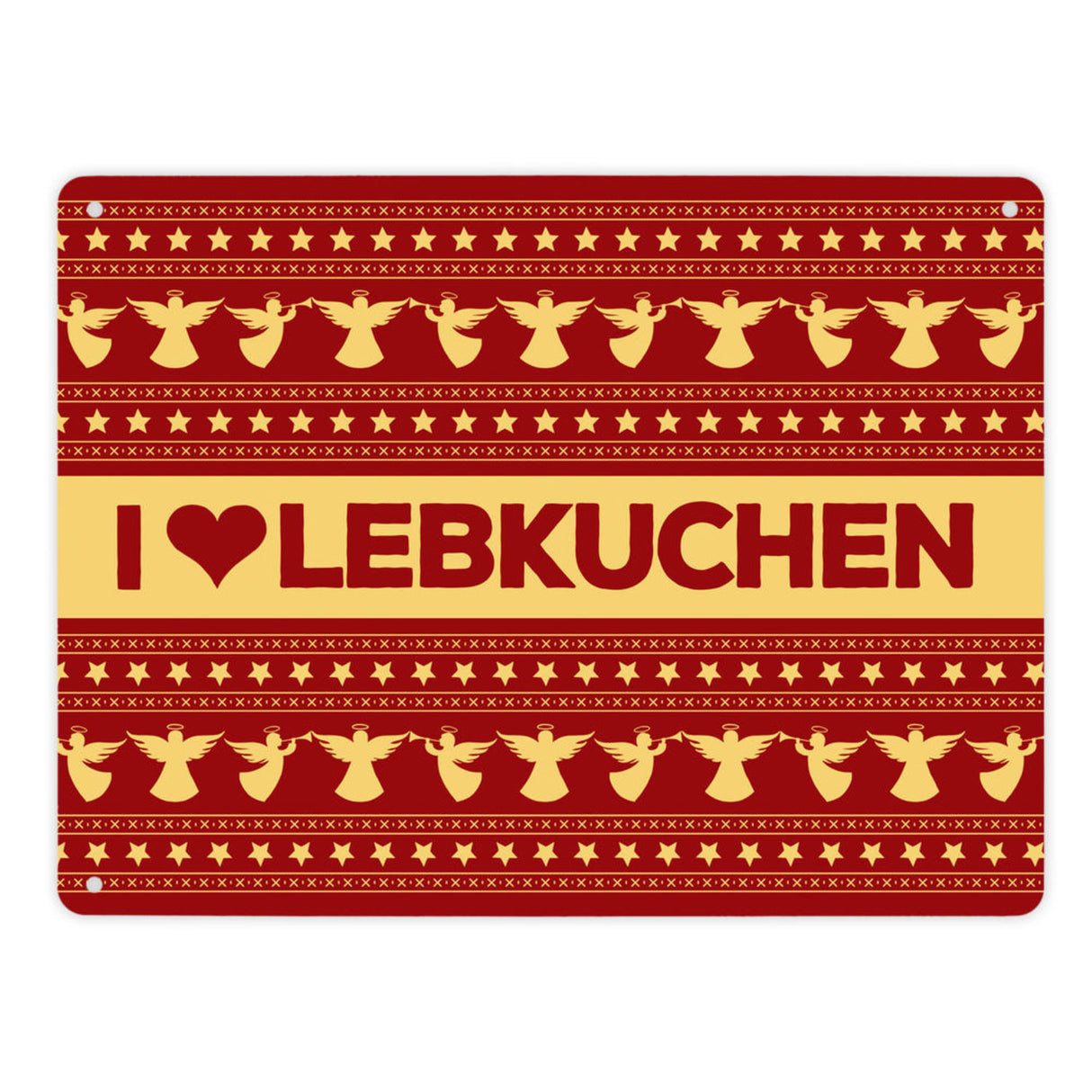 I love Lebkuchen Metallschild mit Weihnachtsmuster Motiv - Weihnachten herz Advent Engel Punkte Sterne