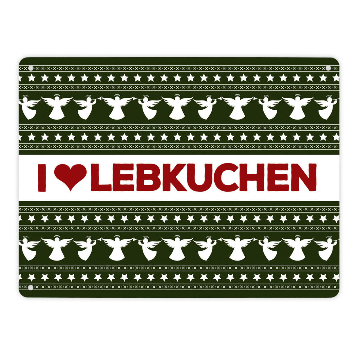 I love Lebkuchen Metallschild mit Weihnachtsmuster Motiv - Weihnachten herz Advent Engel Punkte Sterne