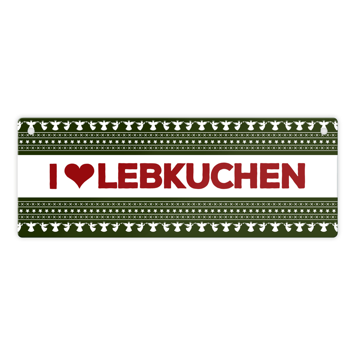 I love Lebkuchen Metallschild mit Weihnachtsmuster Motiv - Weihnachten Herz Engel Punkte Sterne