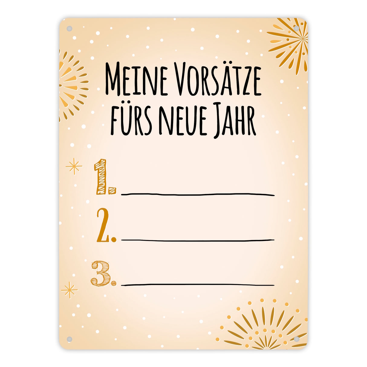 Vorsätze fürs neue Jahr Metallschild zum selber beschriften - Silvester Vorsatz jahr Year happy neu Rutsch