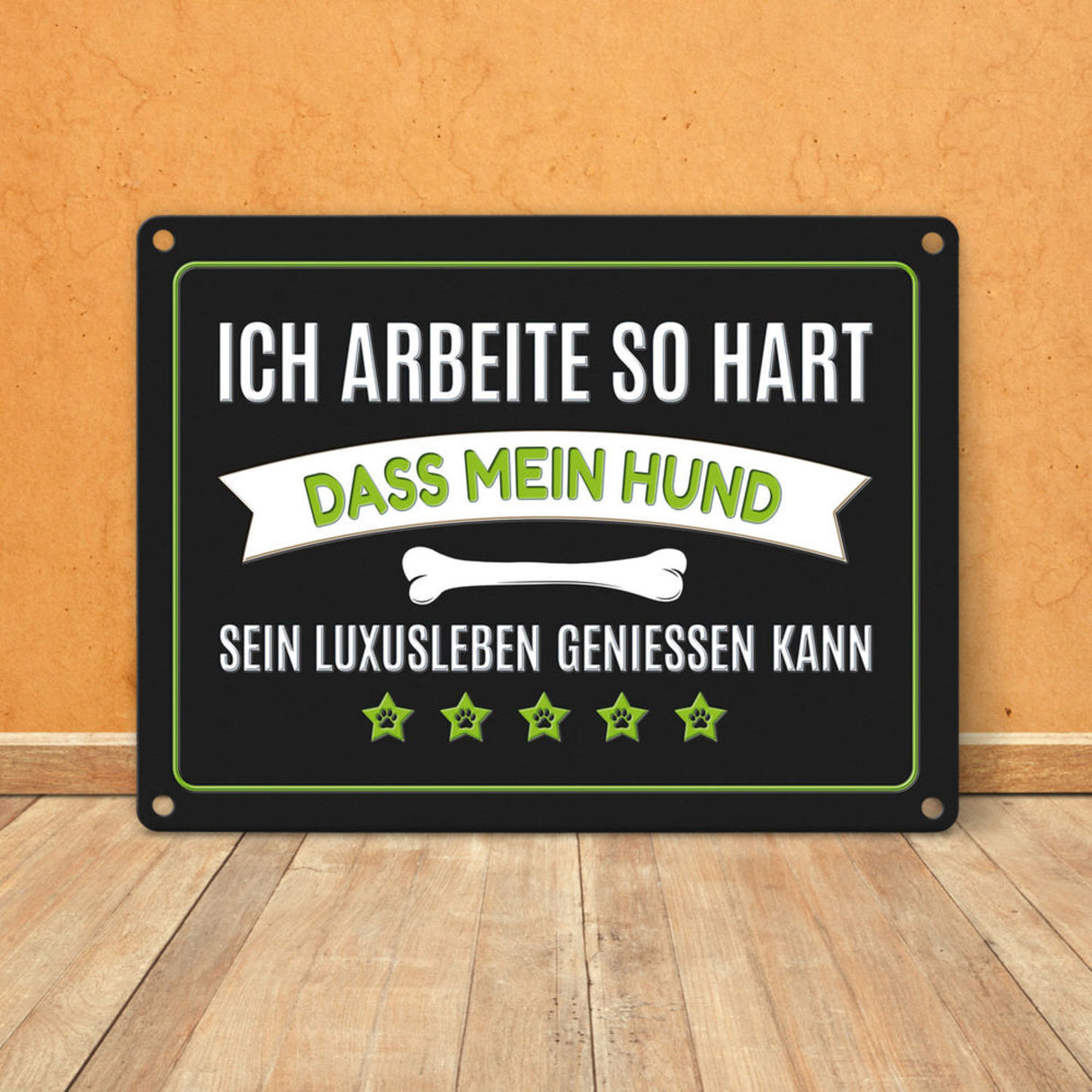 Luxusleben Hund Metallschild mit Knochen Motiv - Haustier Arbeit Luxus Rudel Hunde Rüde Hündin