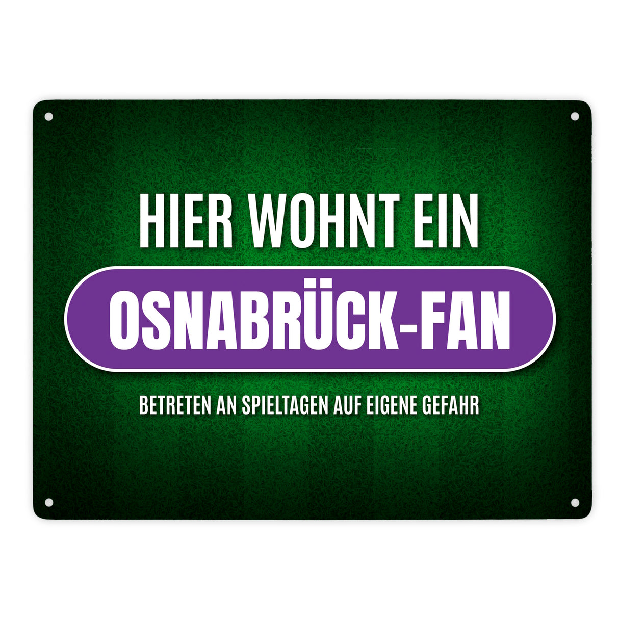 Hier wohnt ein Osnabrück-Fan Metallschild mit Rasen Motiv