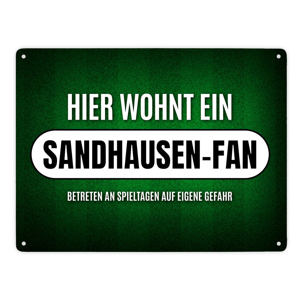 Hier wohnt ein Sandhausen-Fan Metallschild mit Rasen Motiv