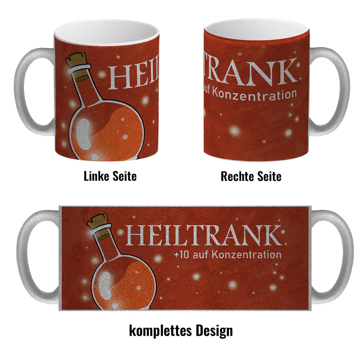 Kaffeebecher mit Heiltrank Motiv für alle Nerds und Geeks
