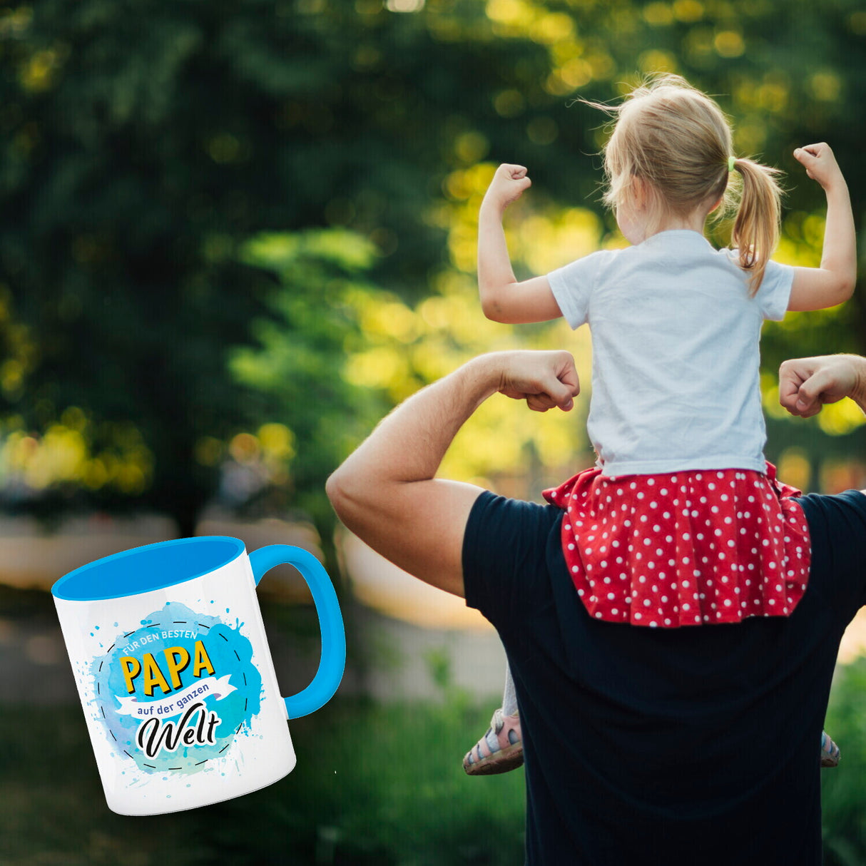 Für den besten Papa Kaffeebecher mit Wasserfarben Motv