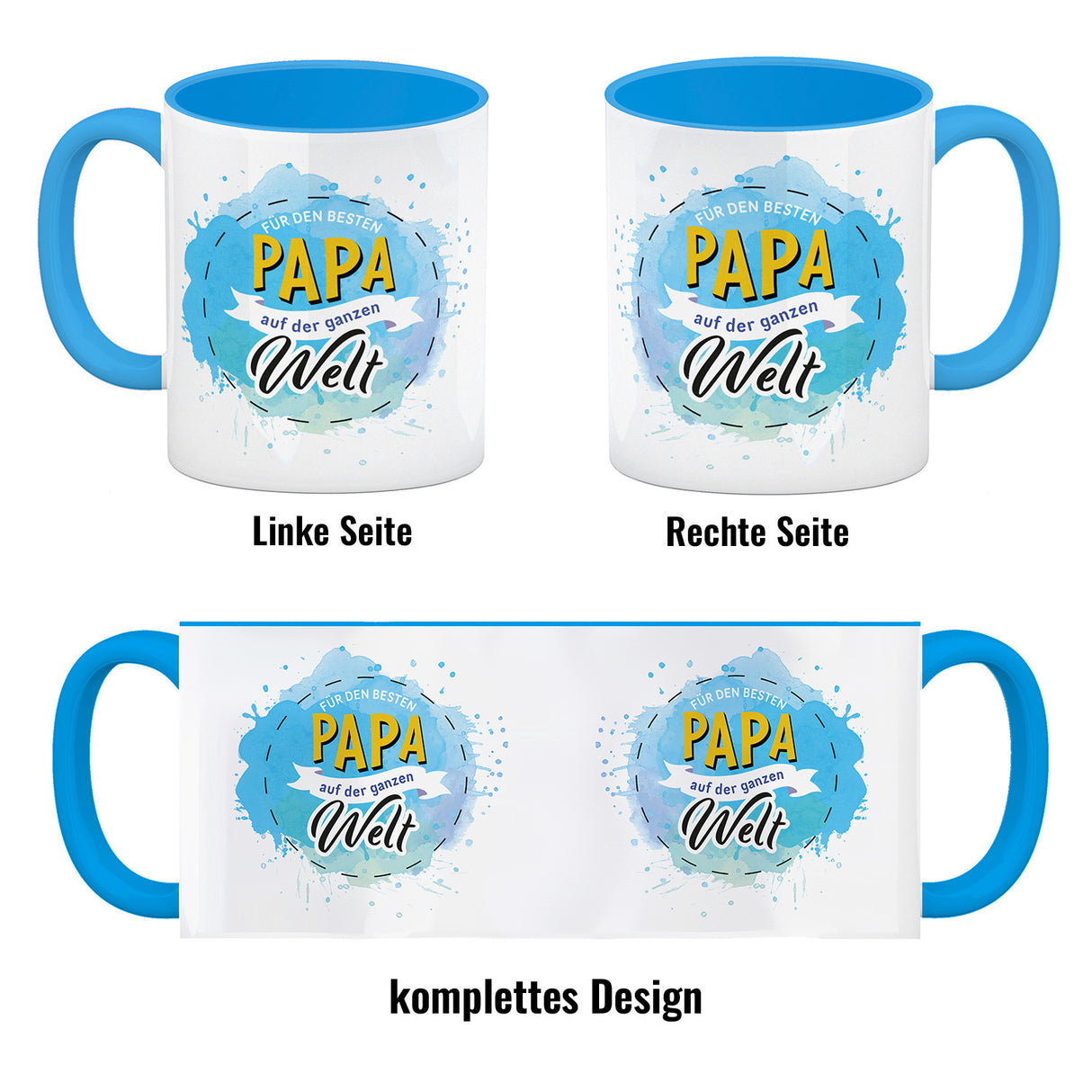Für den besten Papa Kaffeebecher mit Wasserfarben Motv