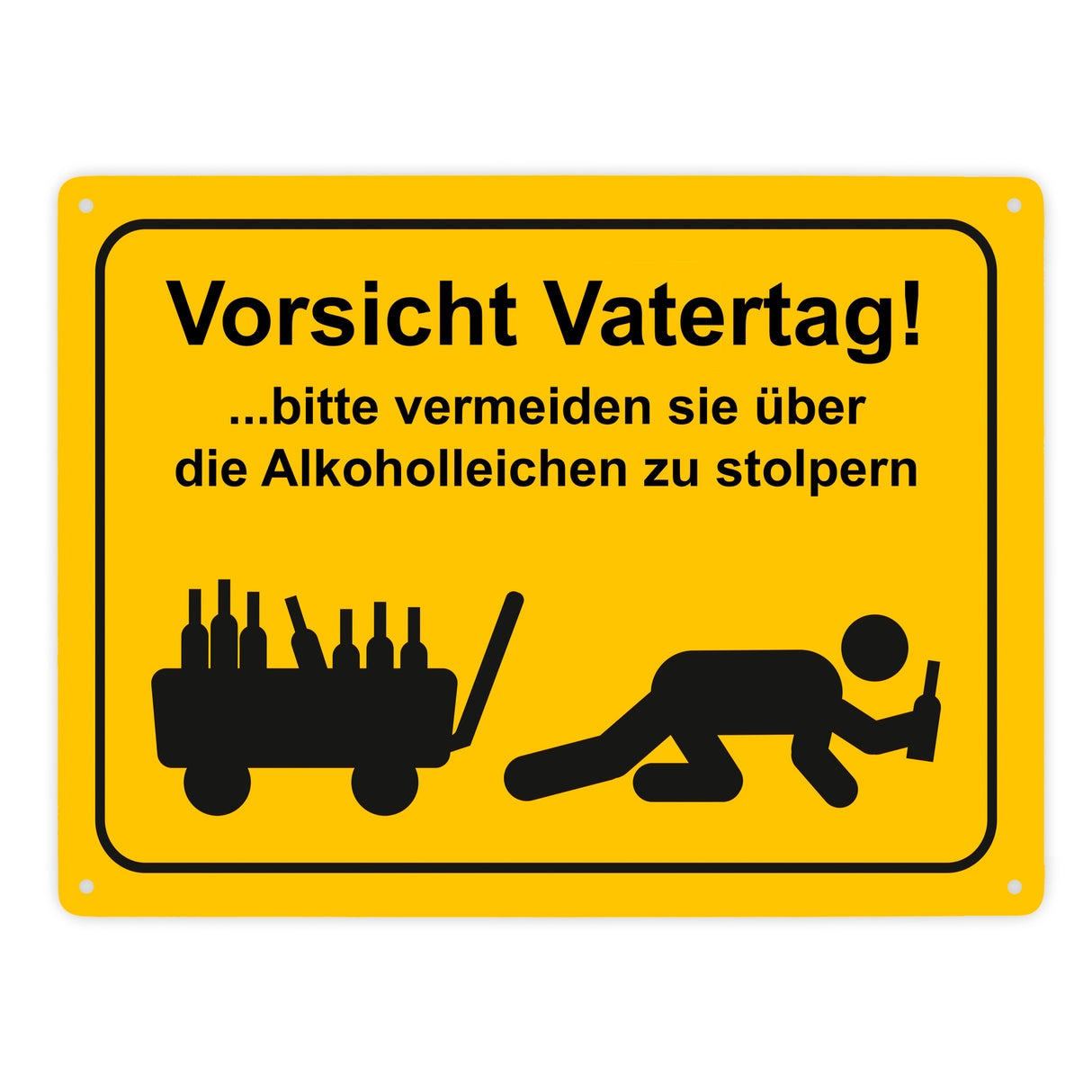 Vorsicht Vatertag Metallschild mit lustigem Warnmännchen