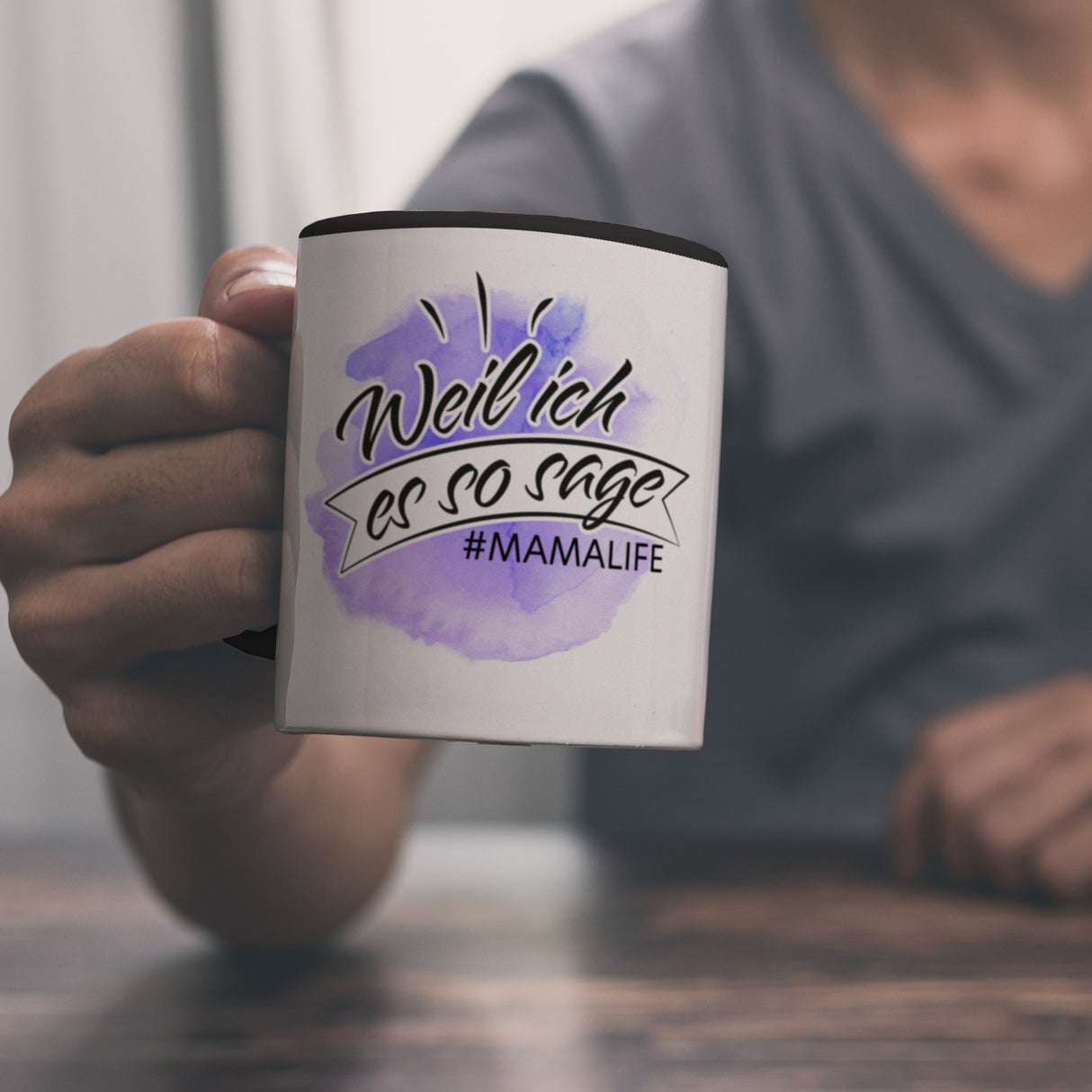 Mamalife, Weil ich es sage Kaffeebecher mit Wasserfarbenmotiv
