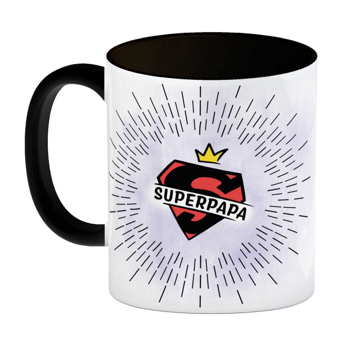 Superpapa Kaffeebecher mit Superheldensymbol