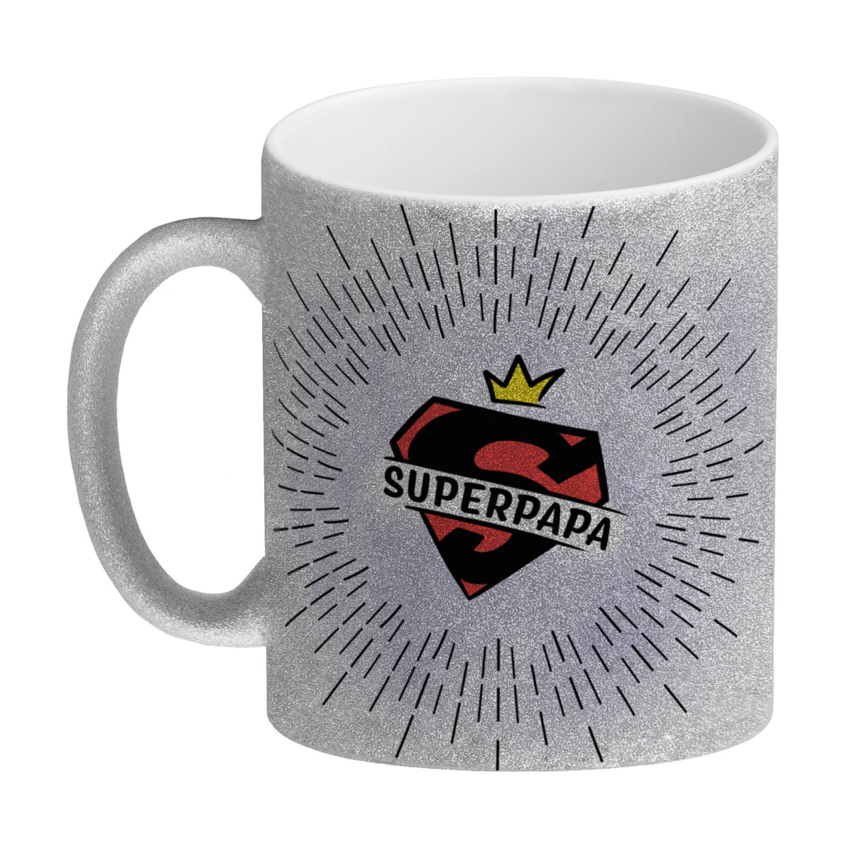 Superpapa Kaffeebecher mit Superheldensymbol