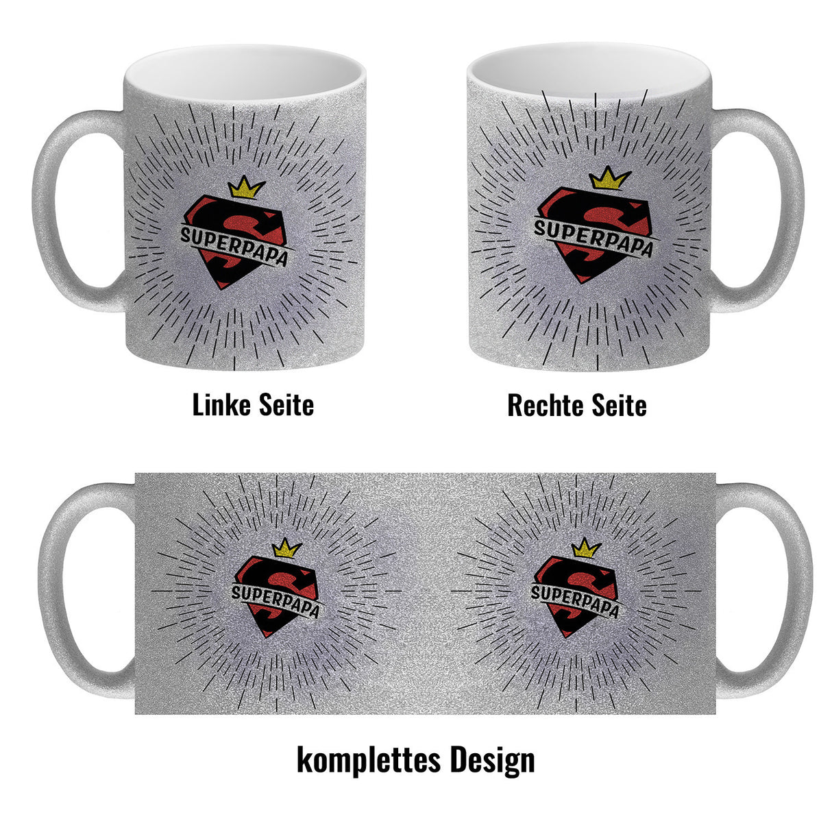 Superpapa Kaffeebecher mit Superheldensymbol