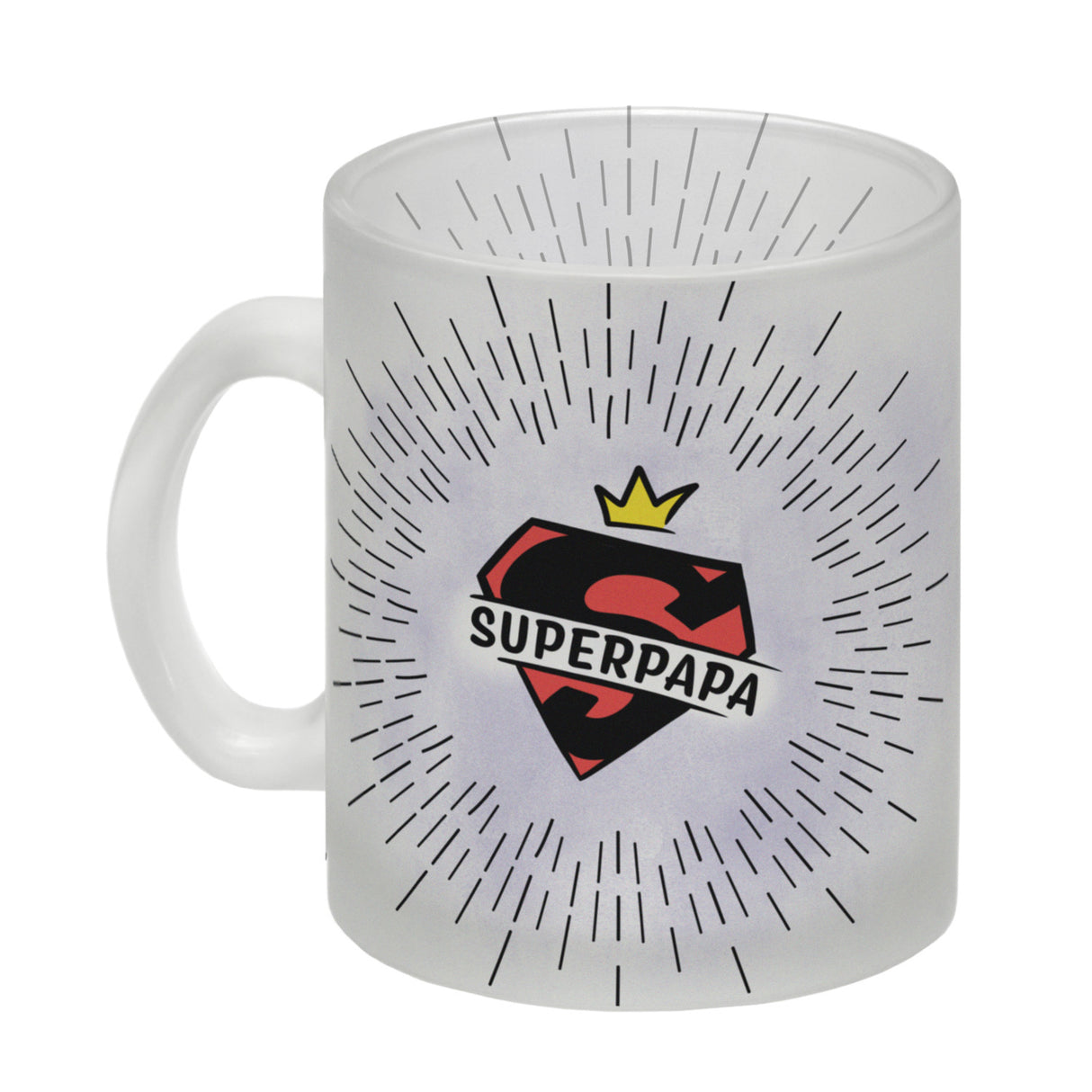 Superpapa Kaffeebecher mit Superheldensymbol
