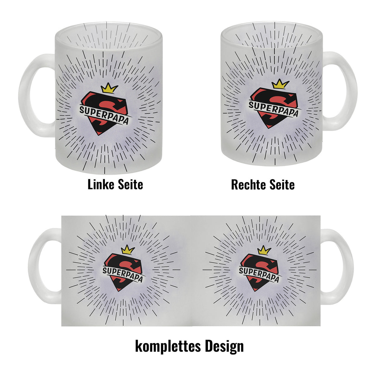 Superpapa Kaffeebecher mit Superheldensymbol