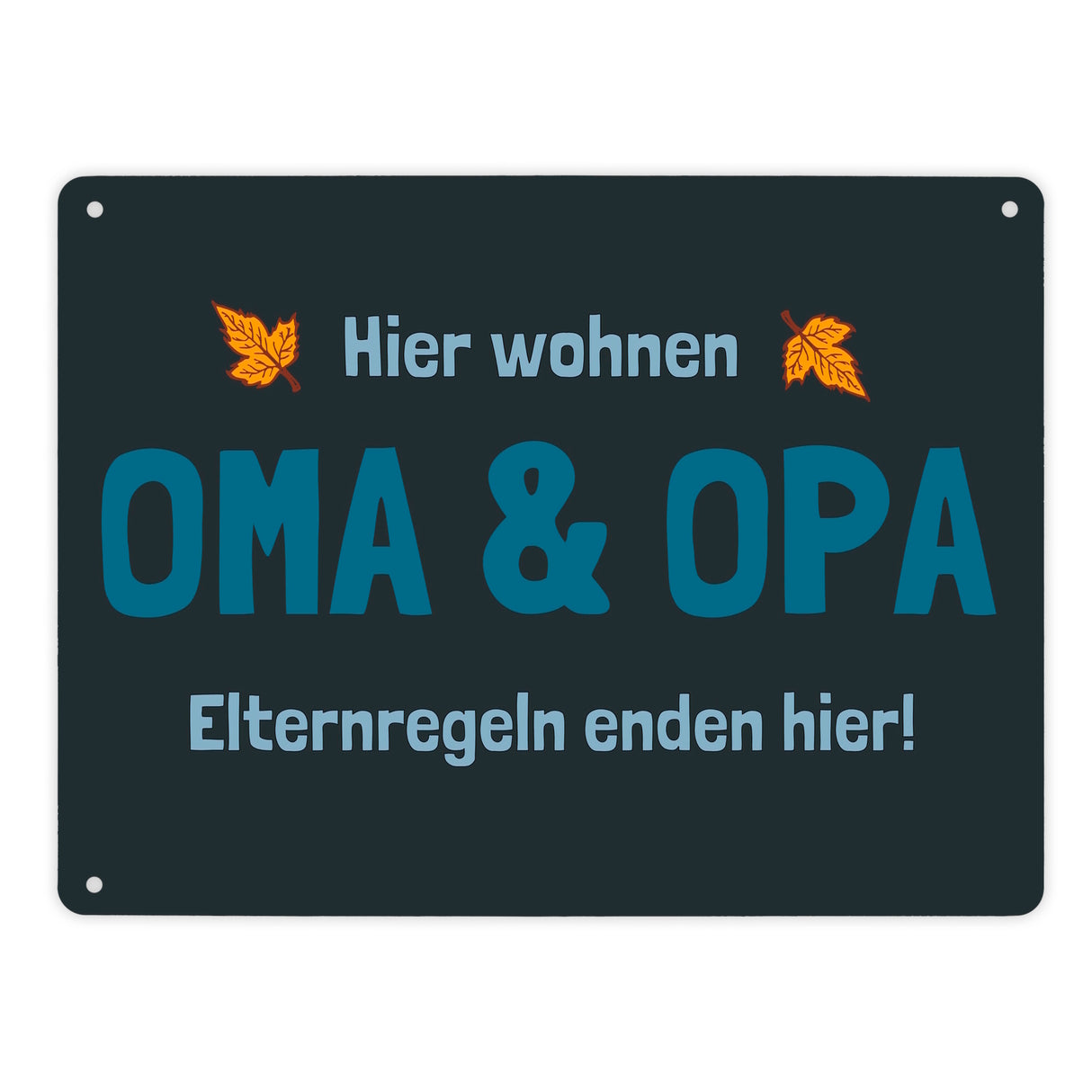 Hier wohnen Oma & Opa - Elternregeln enden hier! Metallschild