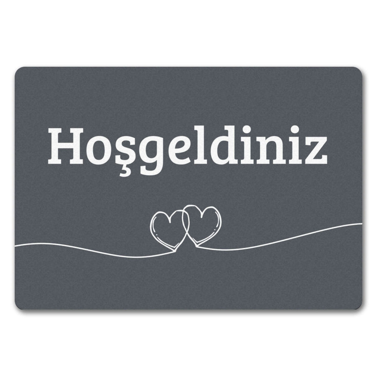 Fußmatte Willkommen in dunkelgrau mit Herzen