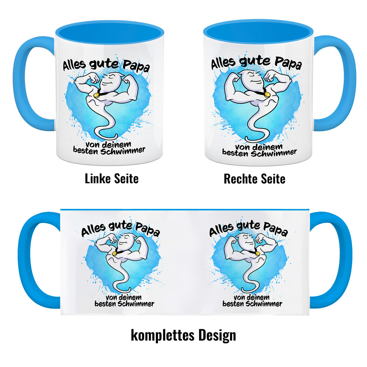 Papas bester Schwimmer Kaffeebecher mit Samen Illustration