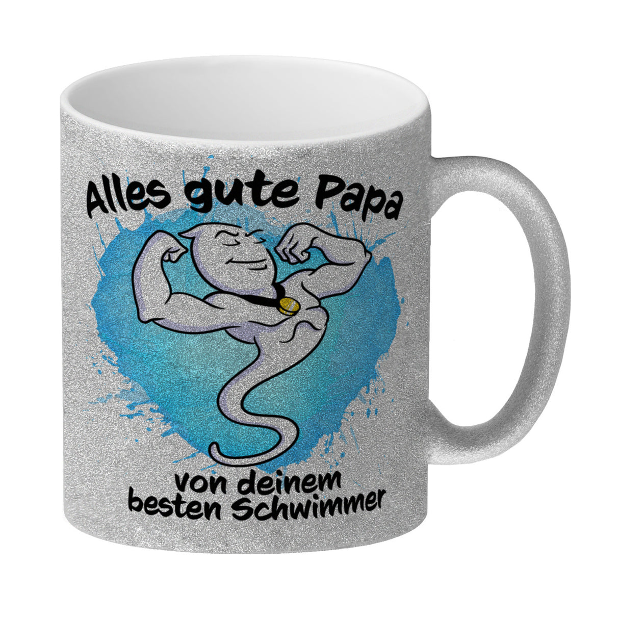Papas bester Schwimmer Kaffeebecher mit Samen Illustration