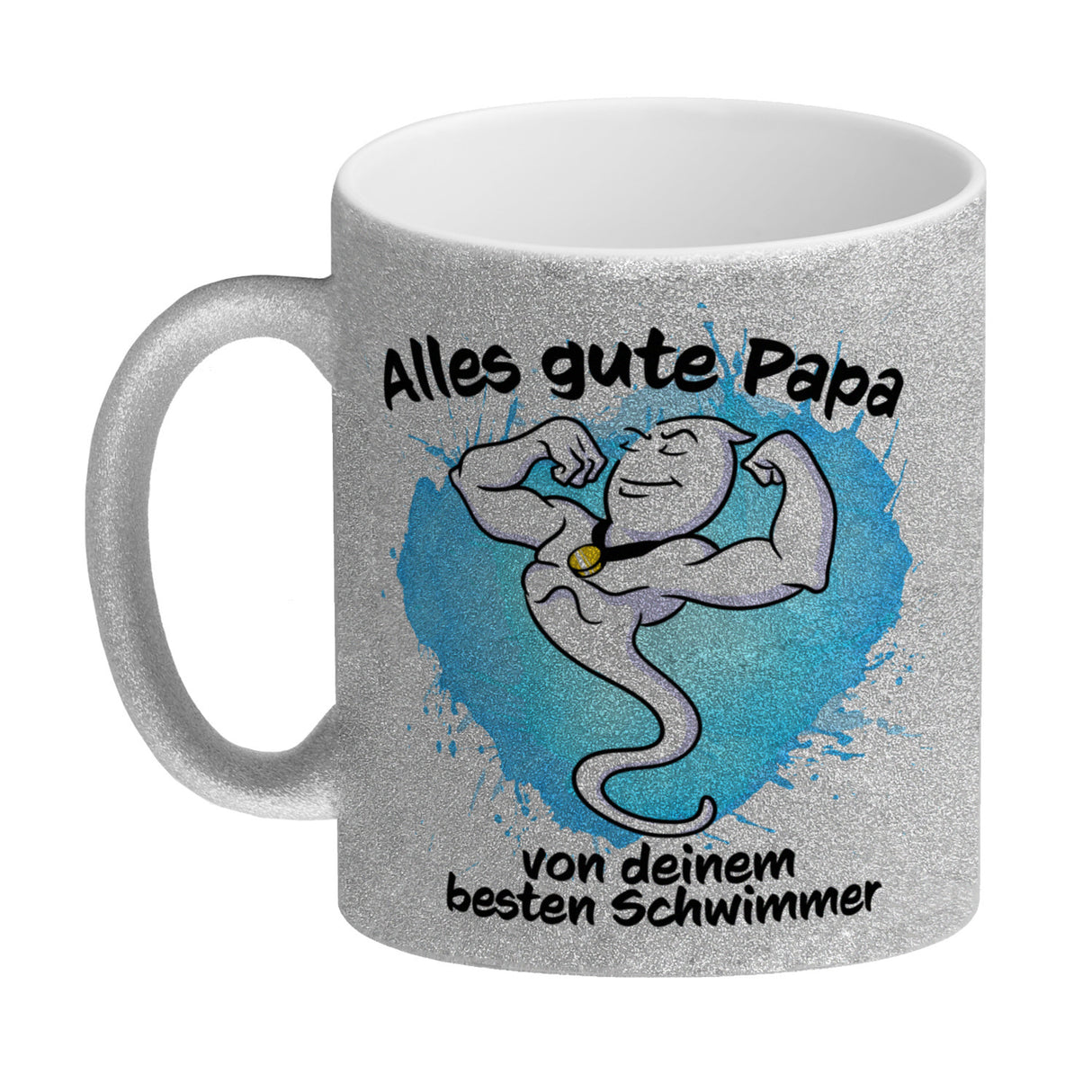 Papas bester Schwimmer Kaffeebecher mit Samen Illustration