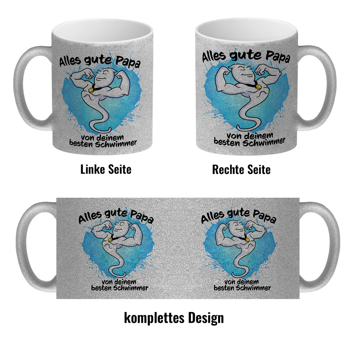 Papas bester Schwimmer Kaffeebecher mit Samen Illustration