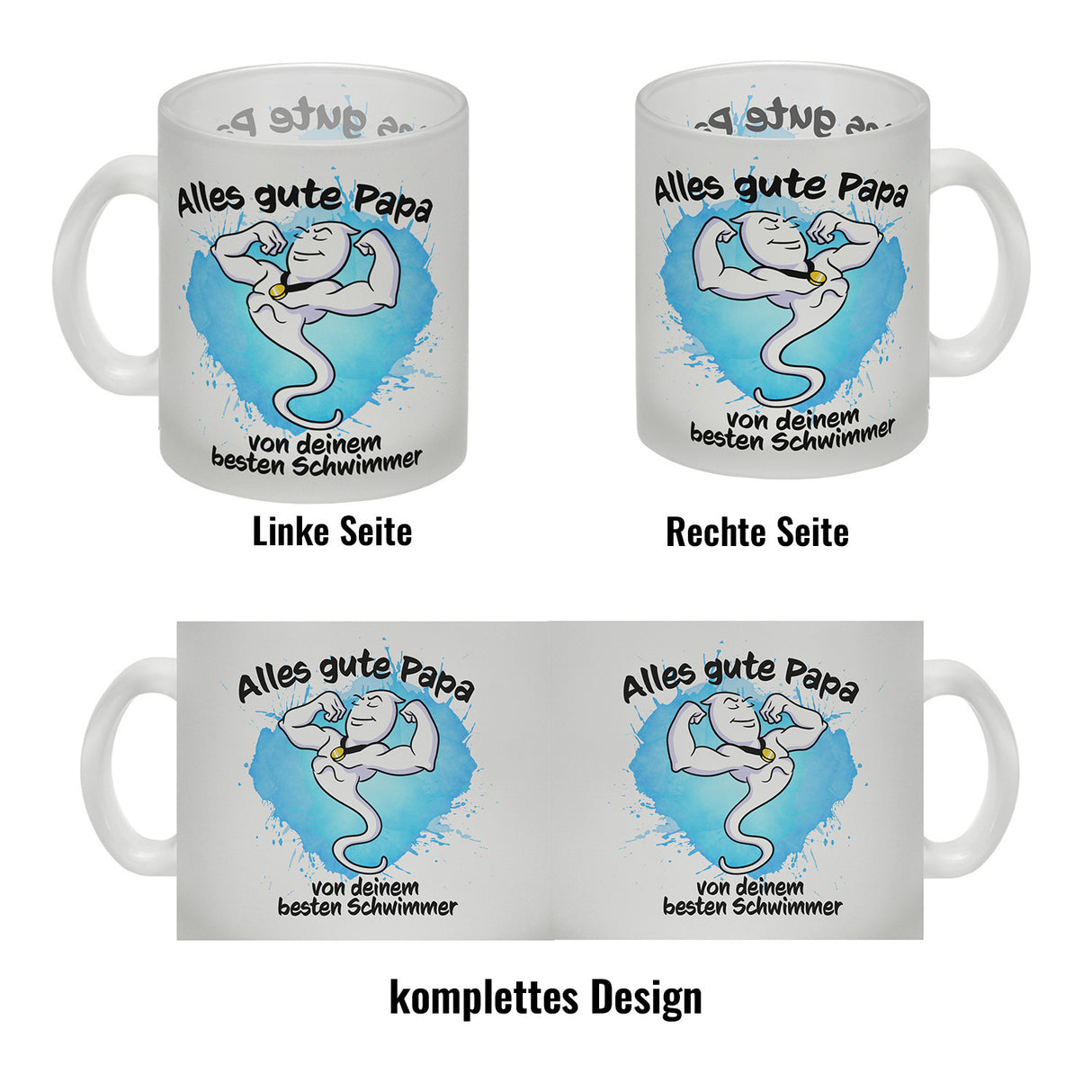 Papas bester Schwimmer Kaffeebecher mit Samen Illustration